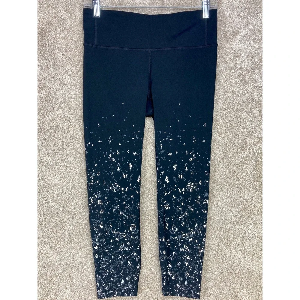 Lululemon Speed Wunder Mid Rise Crop Leggings Womens 8 Black Yoga Sports Pull On